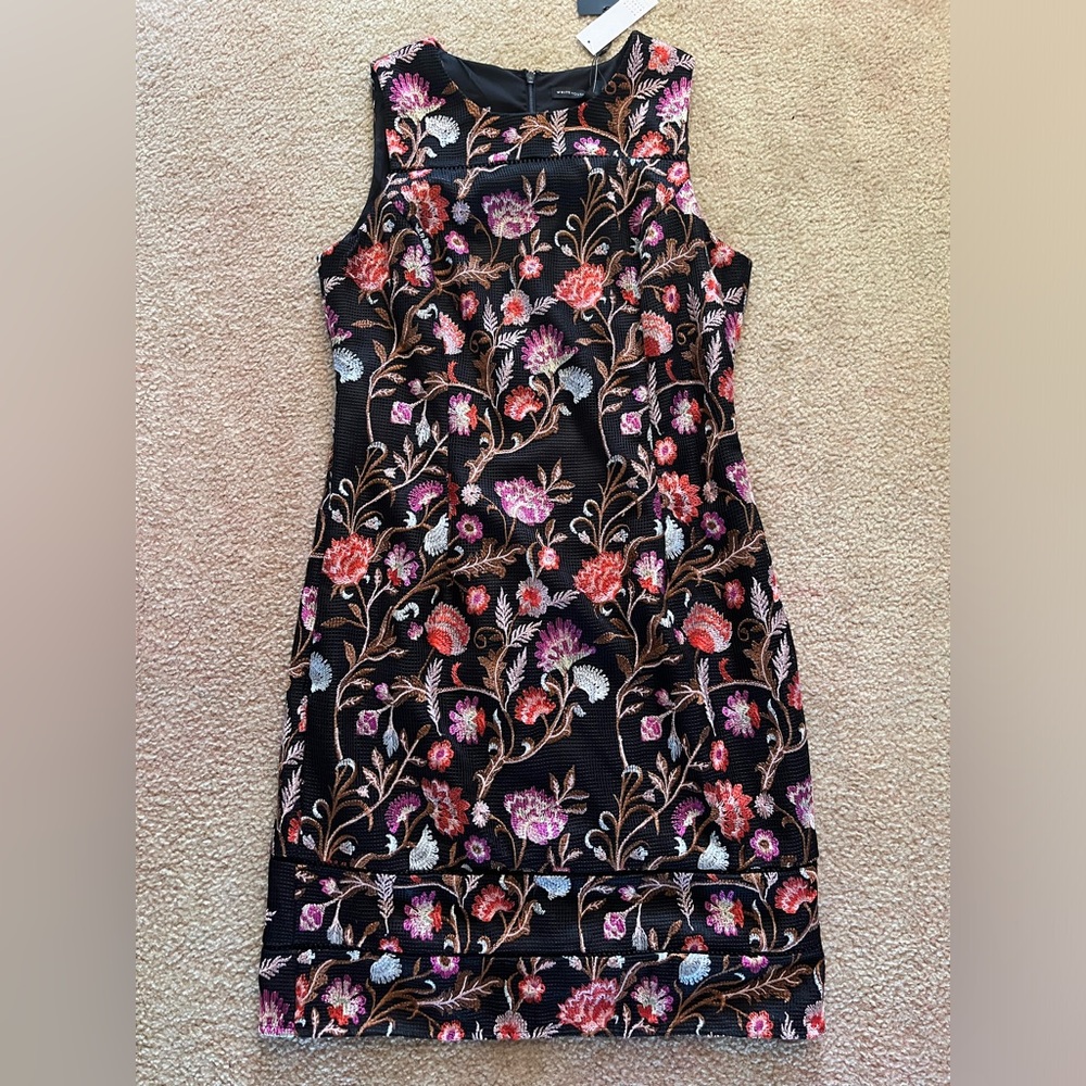 NWT White House Black Market dress with embroidered flowers